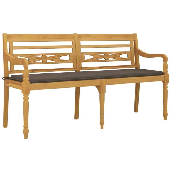 Panchina Batavia Con Cuscino Tortora 150 Cm Legno Massello Teak - Image 3