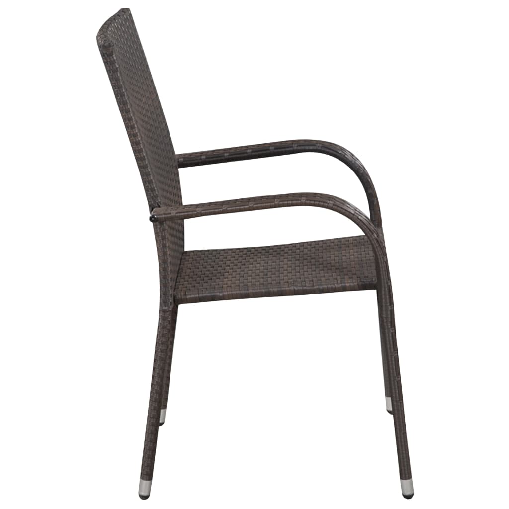 Sedie Da Esterno Impilabili 4 Pz In Polyrattan Marrone - Image 3