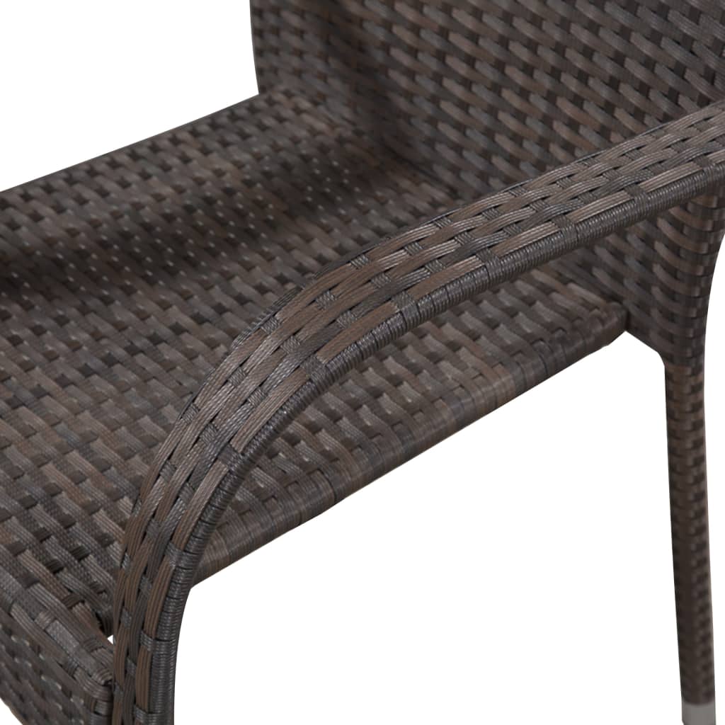 Sedie Da Esterno Impilabili 4 Pz In Polyrattan Marrone - Image 4
