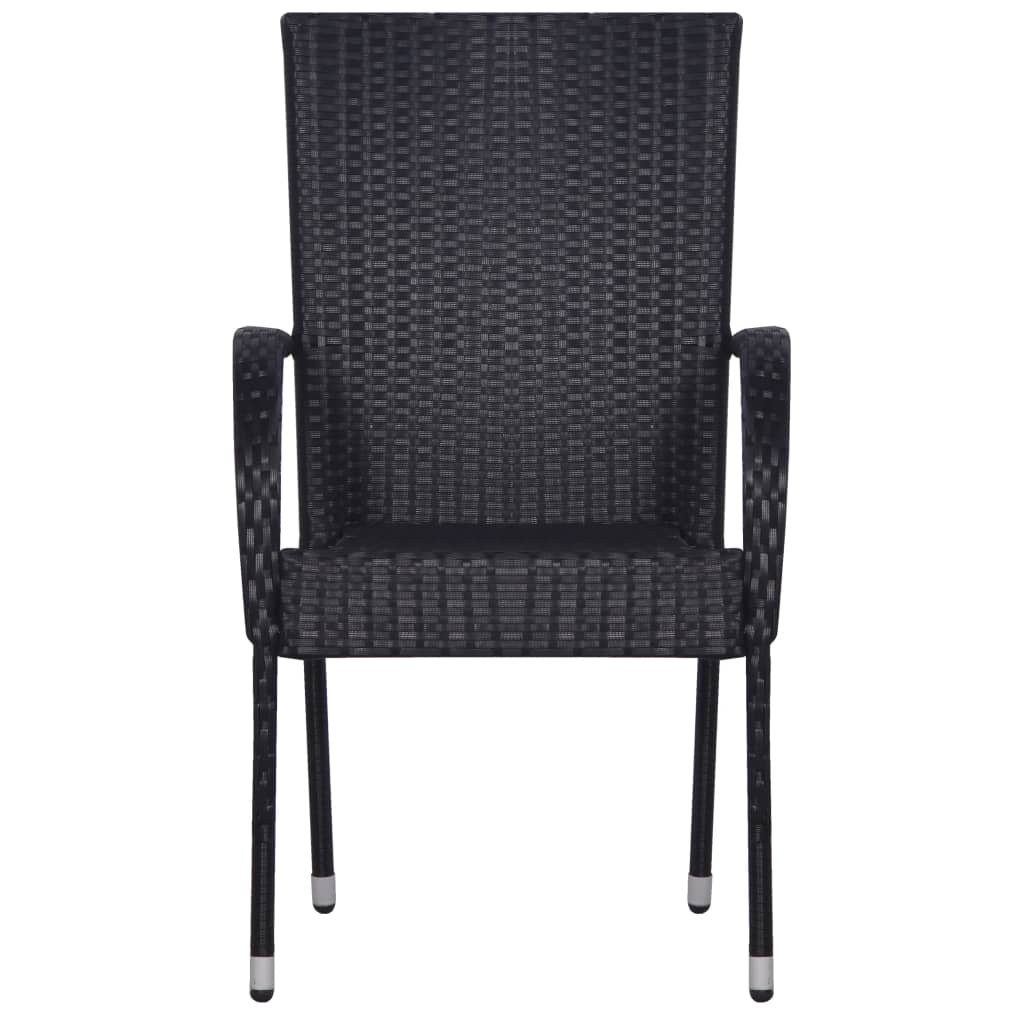 Sedie Da Esterno Impilabili 4 Pz In Polyrattan Nere - Image 3