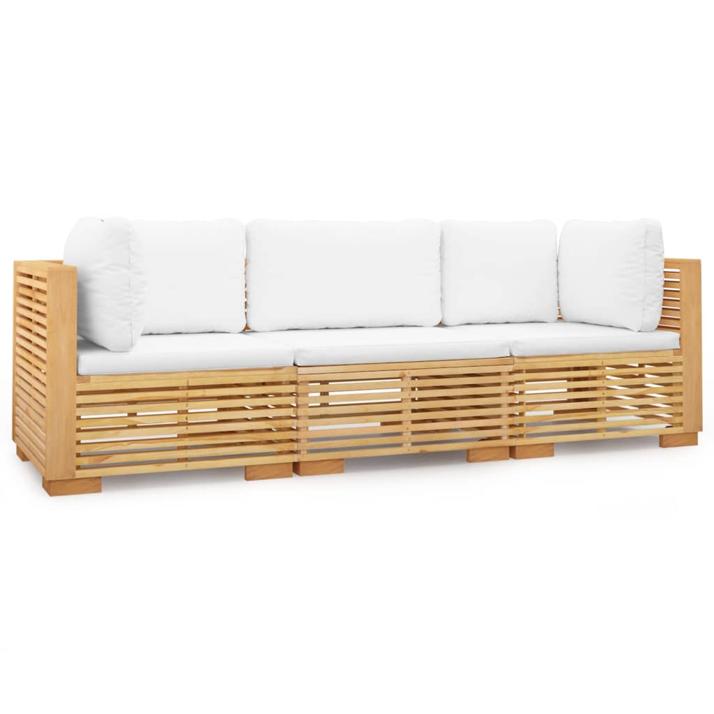 Set Divani Da Giardino 3 Pz Con Cuscini Legno Massello Di Teak - Image 2