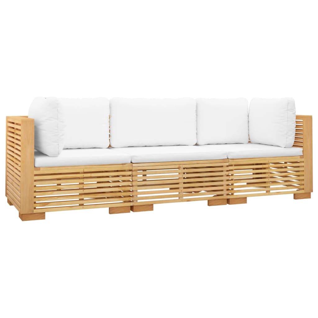 Set Divani Da Giardino 3 Pz Con Cuscini Legno Massello Di Teak - Image 3