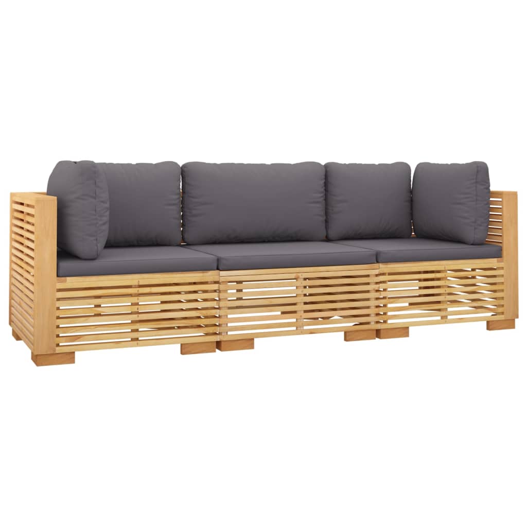 Set Divani Da Giardino 3 Pz Con Cuscini Legno Massello Di Teak - Image 3