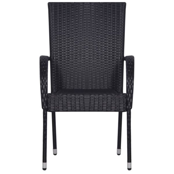 Sedie Da Esterno Impilabili 6 Pz In Polyrattan Nere - Image 3