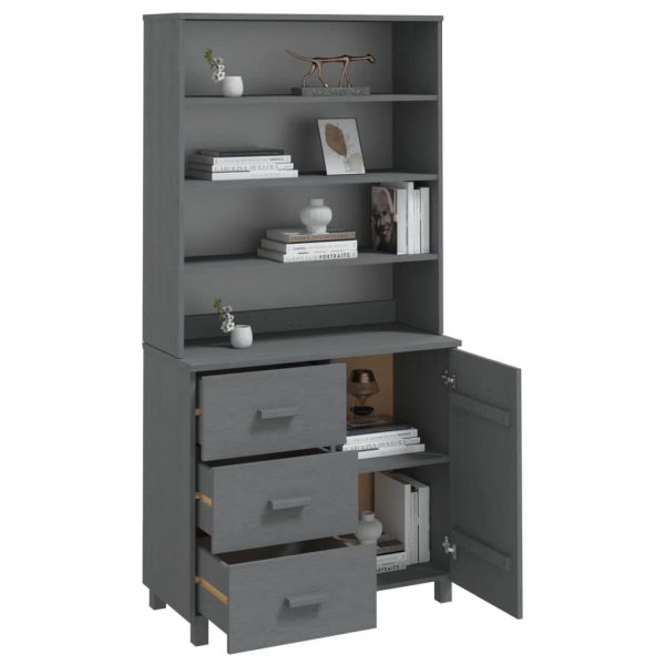 Credenza Hamar In Legno Massello Di Pino Grigio Scuro - Image 4