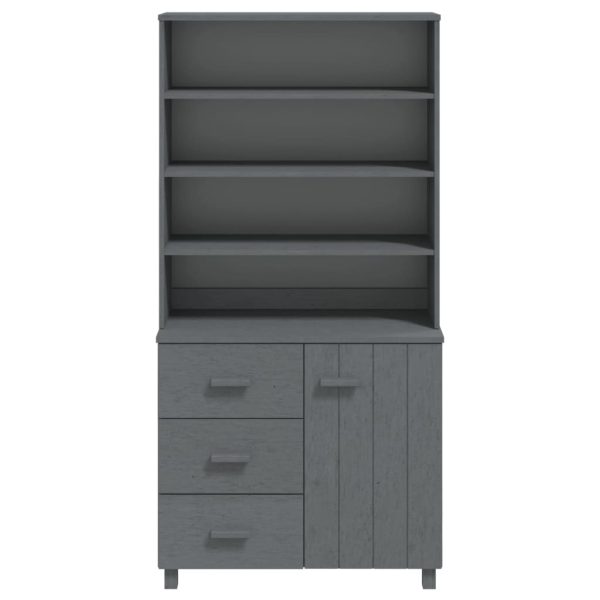 Credenza Hamar In Legno Massello Di Pino Grigio Scuro - Image 5