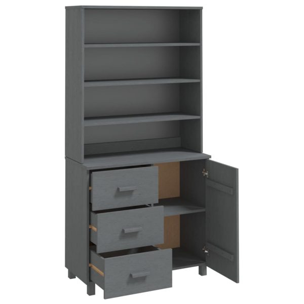 Credenza Hamar In Legno Massello Di Pino Grigio Scuro - Image 6