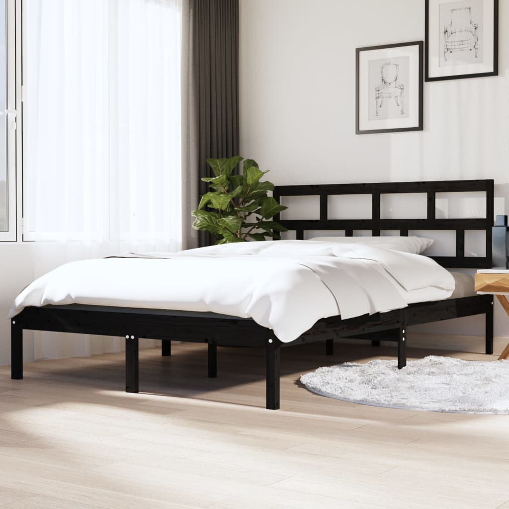 Giroletto Nero In Legno Massello Di Pino 140x190 cm
