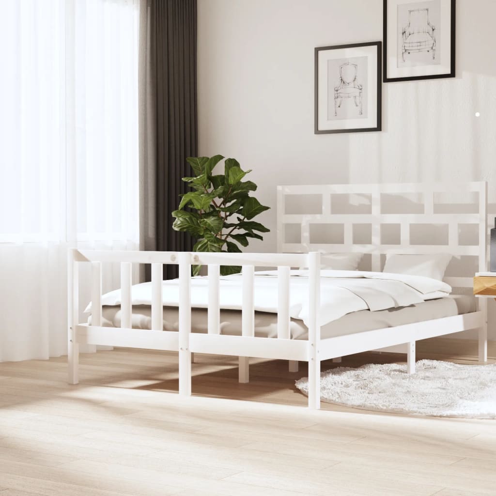 Giroletto Bianco In Legno Massello Di Pino 160x200 cm