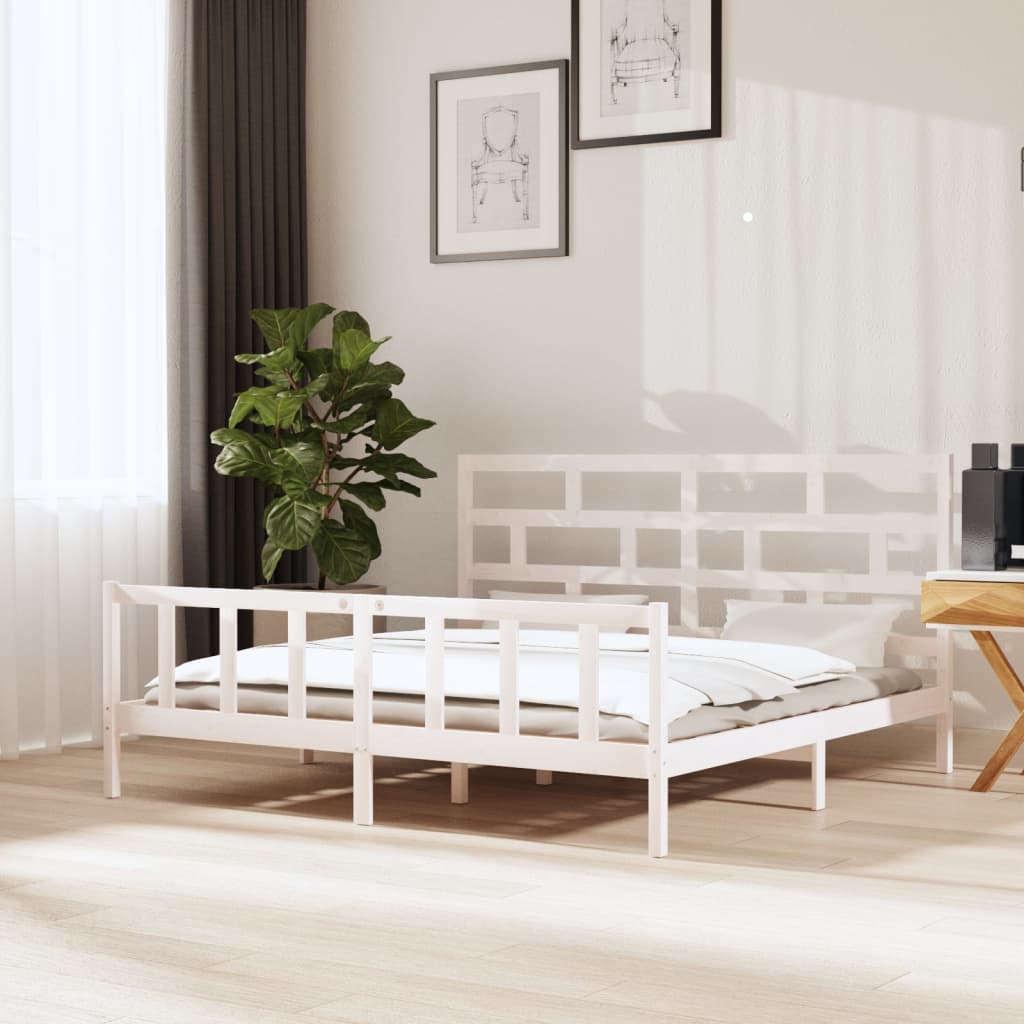 Giroletto Bianco In Legno Massello 180x200 Cm Super King