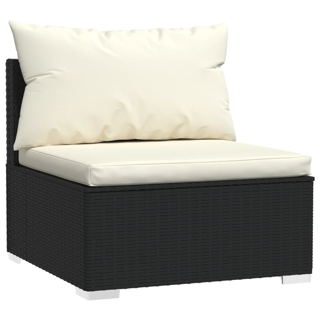 Set Divani Da Giardino 2 Pz Con Cuscini In Polyrattan Nero - Image 3