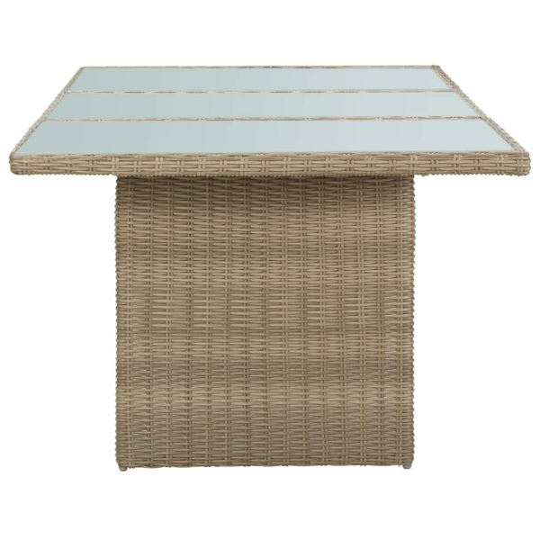 Tavolo Da Giardino Marrone 200x100x74 Cm In Vetro E Polyrattan - Image 3