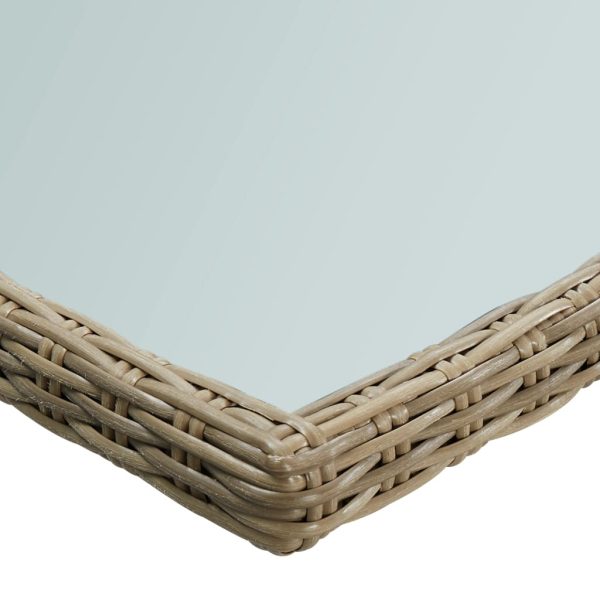 Tavolo Da Giardino Marrone 200x100x74 Cm In Vetro E Polyrattan - Image 4