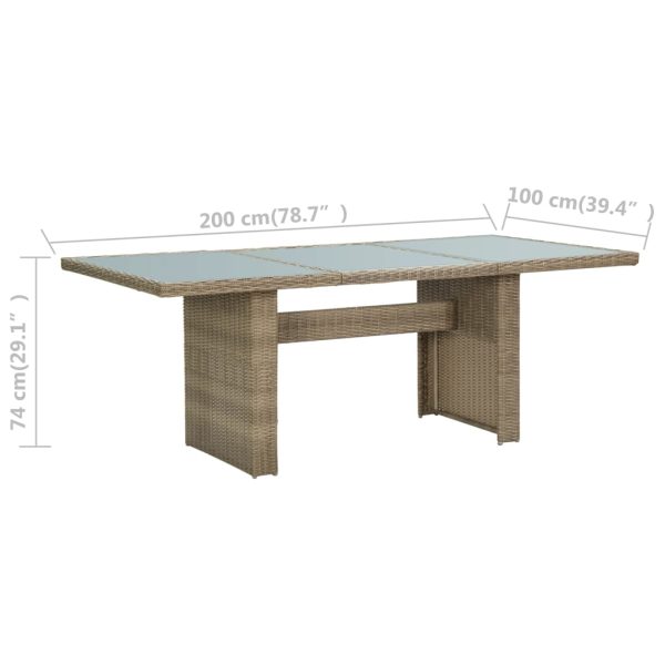 Tavolo Da Giardino Marrone 200x100x74 Cm In Vetro E Polyrattan - Image 6