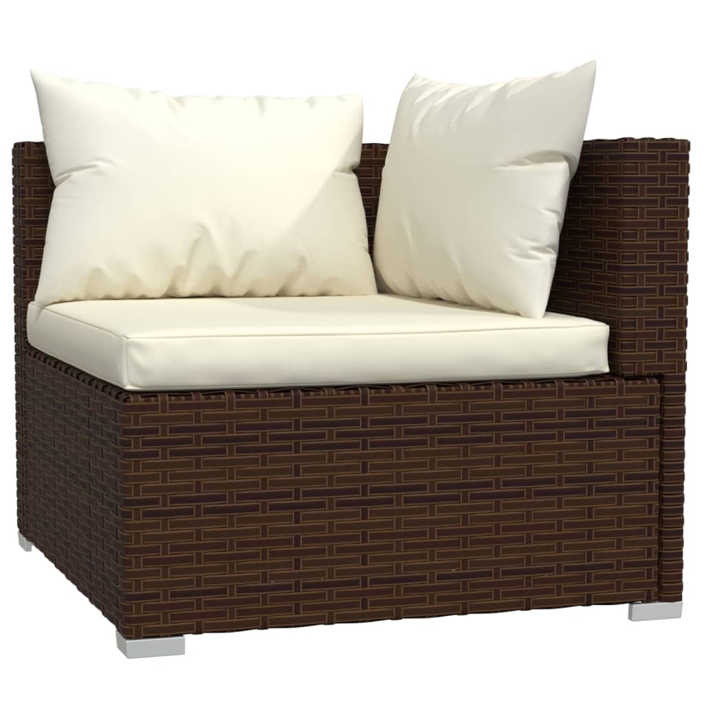 Set Divani Da Giardino 5 Pz Con Cuscini In Polyrattan Marrone - Image 3