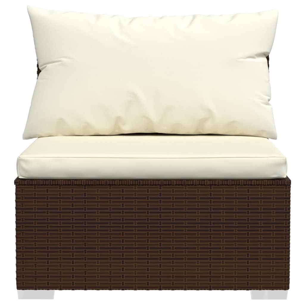 Set Divani Da Giardino 5 Pz Con Cuscini In Polyrattan Marrone - Image 6