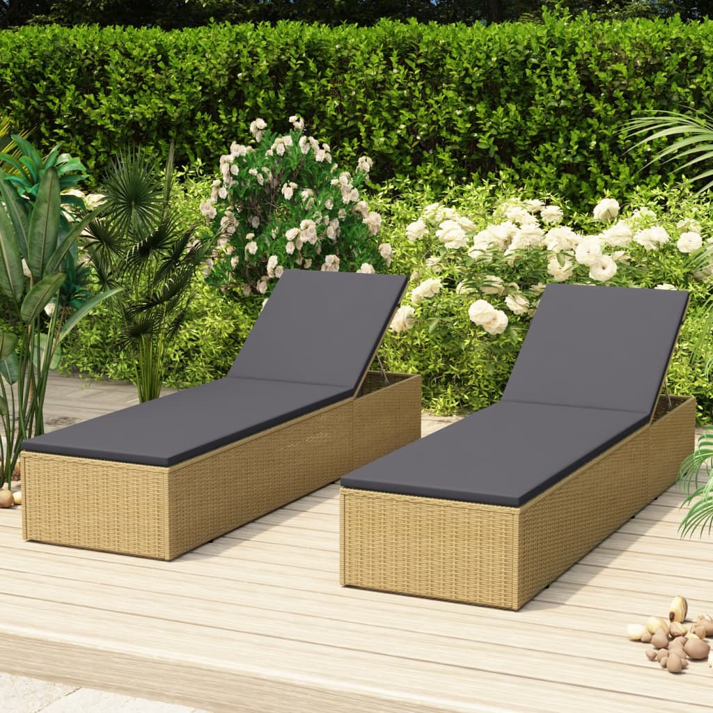 Lettino Prendisole In Polyrattan Marrone E Grigio Scuro