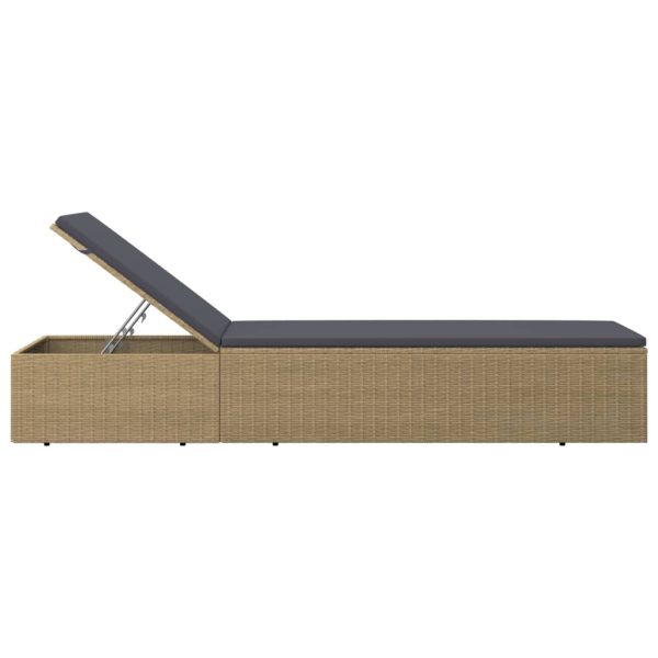 Lettino Prendisole In Polyrattan Marrone E Grigio Scuro - Image 3