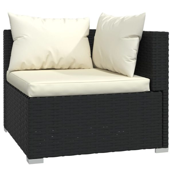 Set Salotto Da Giardino 5 Pz Con Cuscini In Polyrattan Nero - Image 3