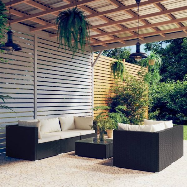Set Mobili Da Giardino 6 Pz Con Cuscini In Polyrattan Nero
