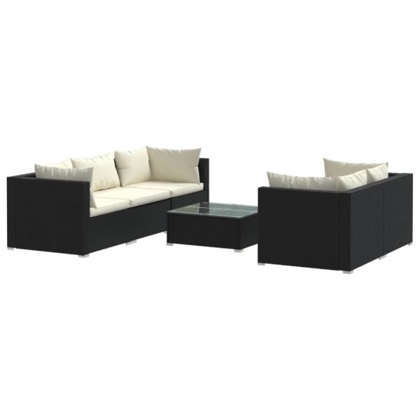Set Mobili Da Giardino 6 Pz Con Cuscini In Polyrattan Nero - Image 2