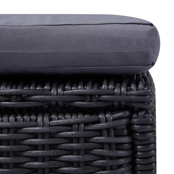 Lettino Prendisole In Polyrattan Nero E Grigio Scuro - Image 5