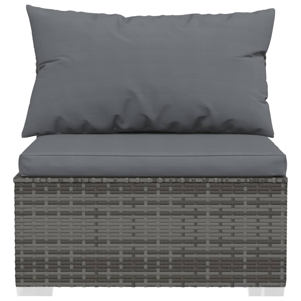 Set Divani Da Giardino 6 Pz Con Cuscini In Polyrattan Grigio - Image 4