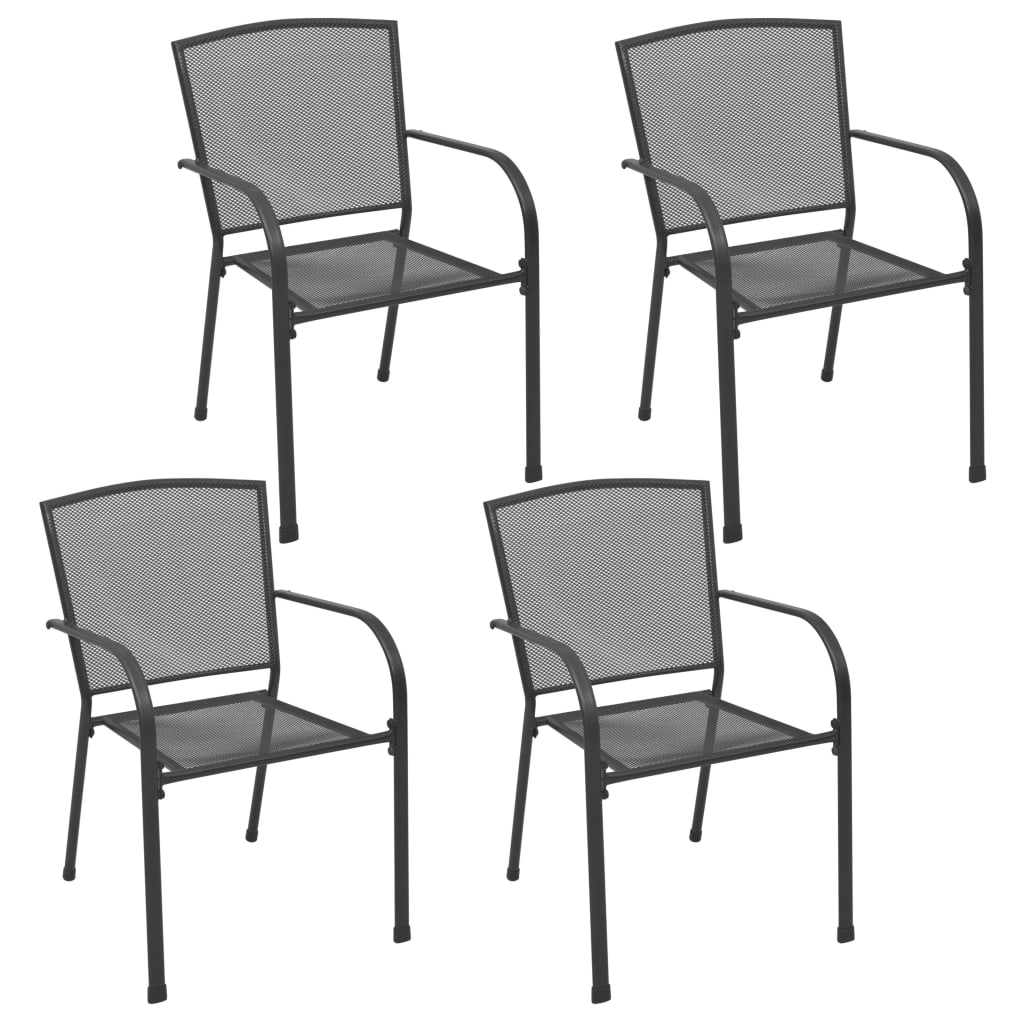 Sedie Da Esterno 4 Pz Design A Rete In Acciaio Antracite