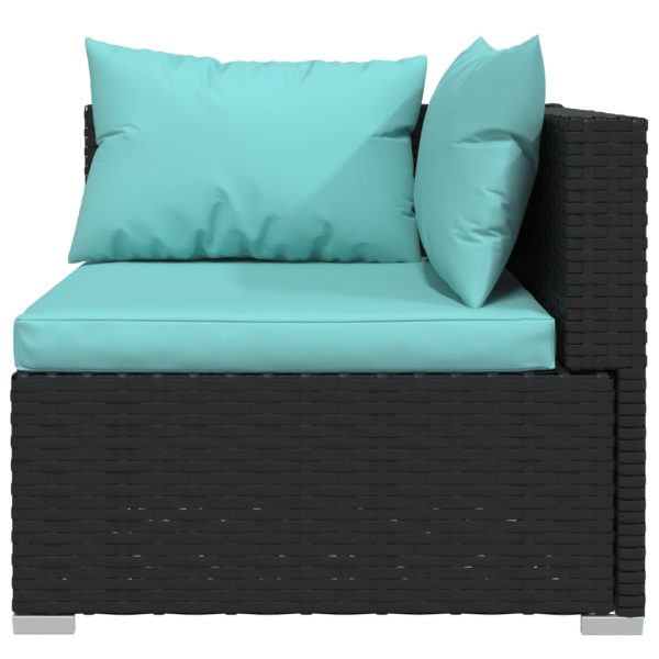 Set Salotto Da Giardino 8 Pz Con Cuscini In Polyrattan Nero - Image 4