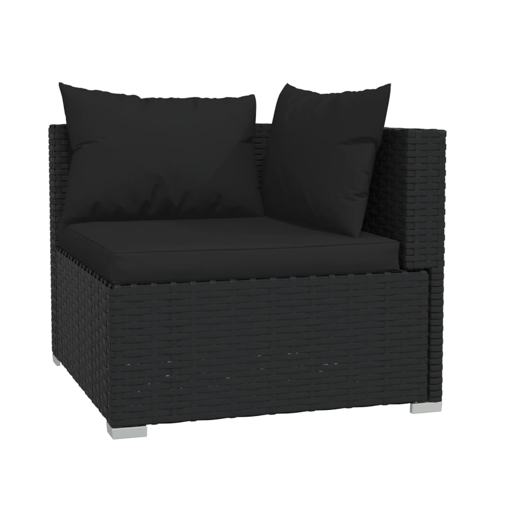 Set Divani Da Giardino 4 Pz Con Cuscini In Polyrattan Nero - Image 4
