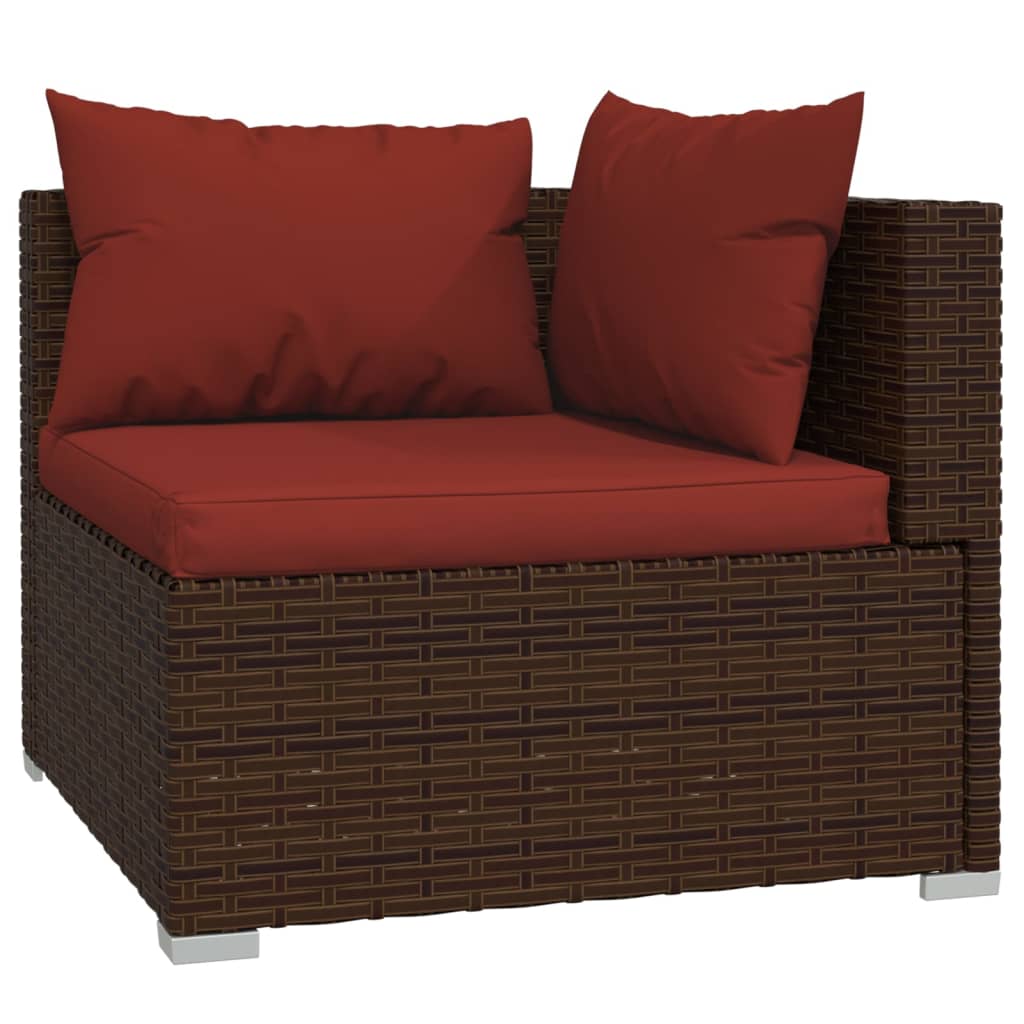 Set Divani Da Giardino 4 Pz Con Cuscini In Polyrattan Marrone - Image 3