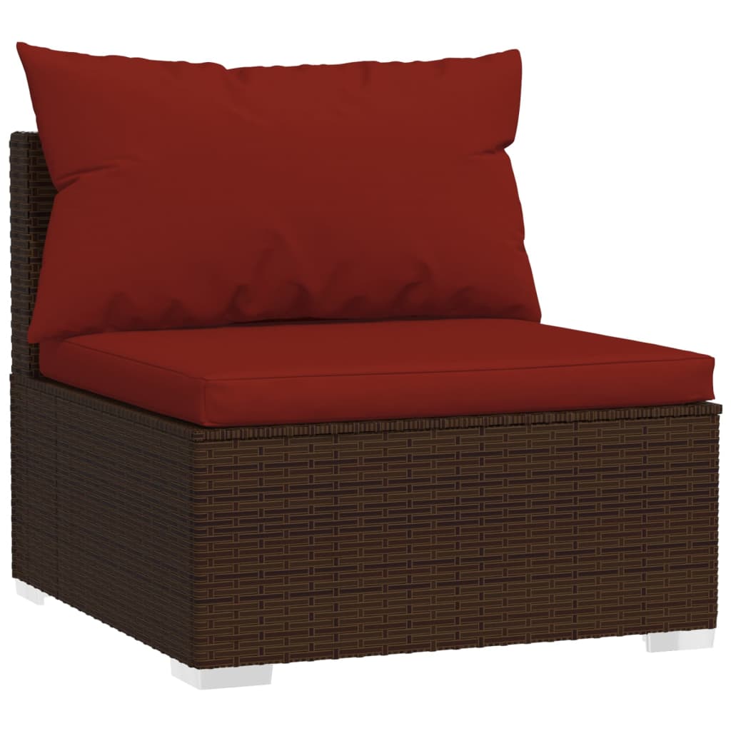 Set Divani Da Giardino 4 Pz Con Cuscini In Polyrattan Marrone - Image 4