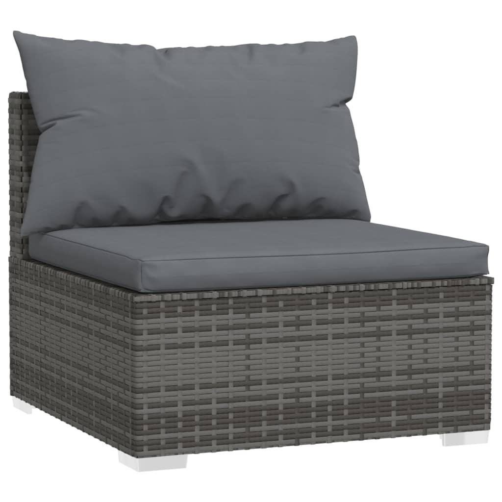 Set Divani Da Giardino 4 Pz Con Cuscini In Polyrattan Grigio - Image 4