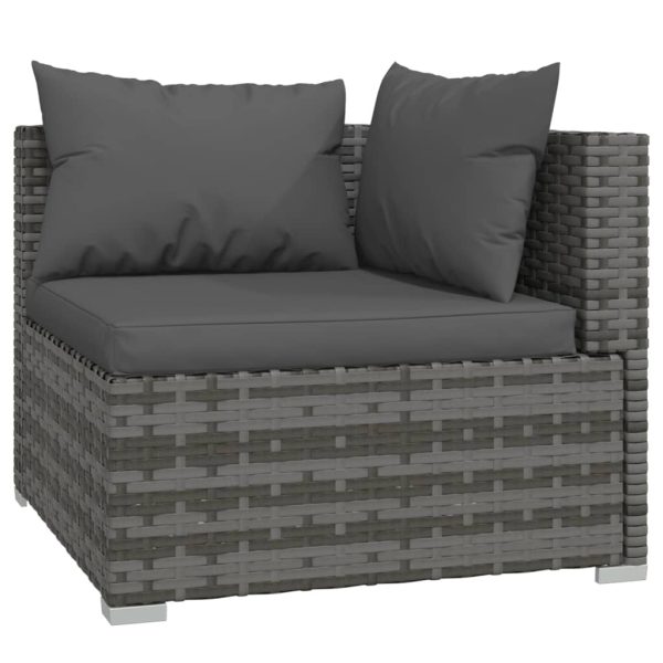 Set Divani Da Giardino 5 Pz Con Cuscini In Polyrattan Grigio - Image 4