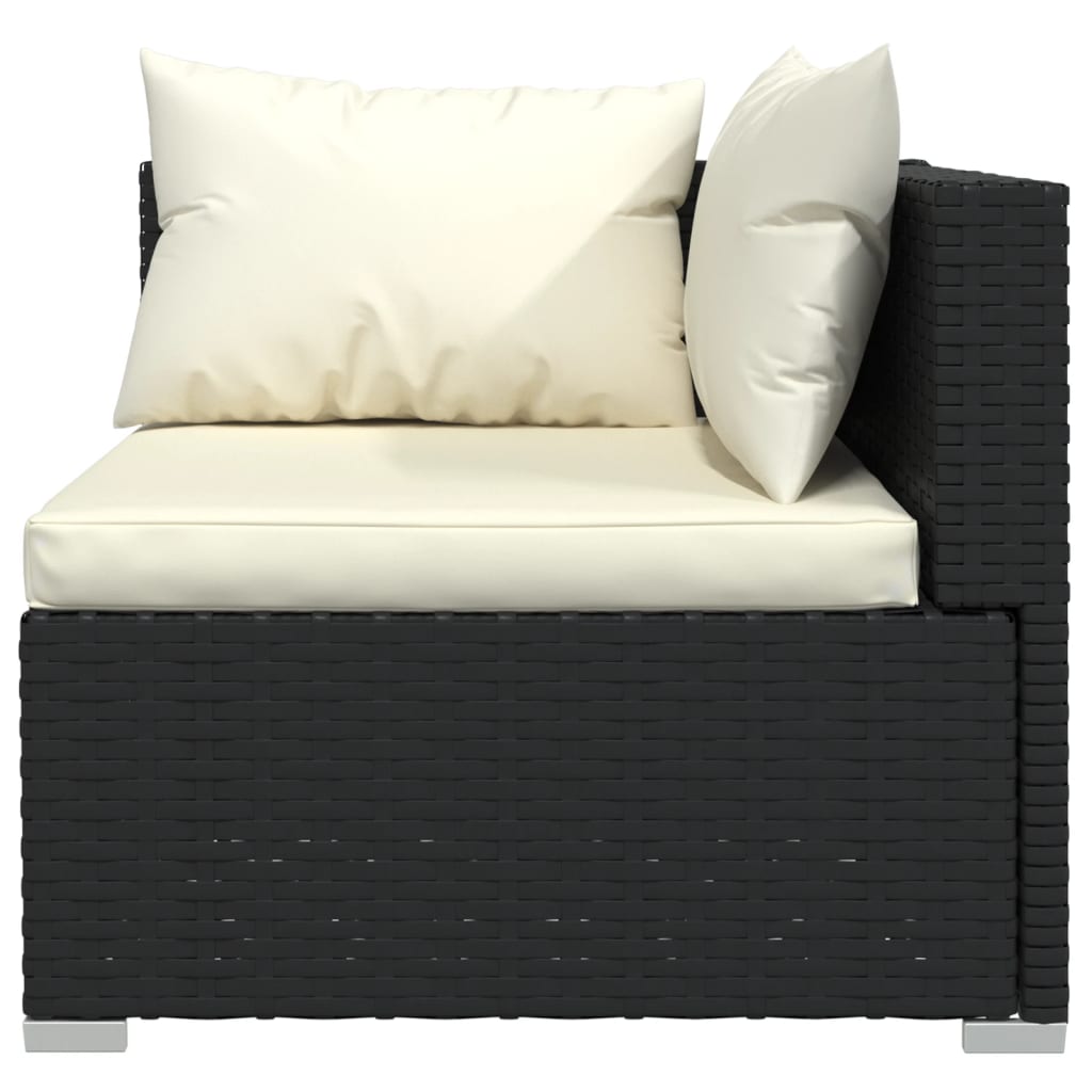 Set Divani Da Giardino 6 Pz Con Cuscini In Polyrattan Nero - Image 3