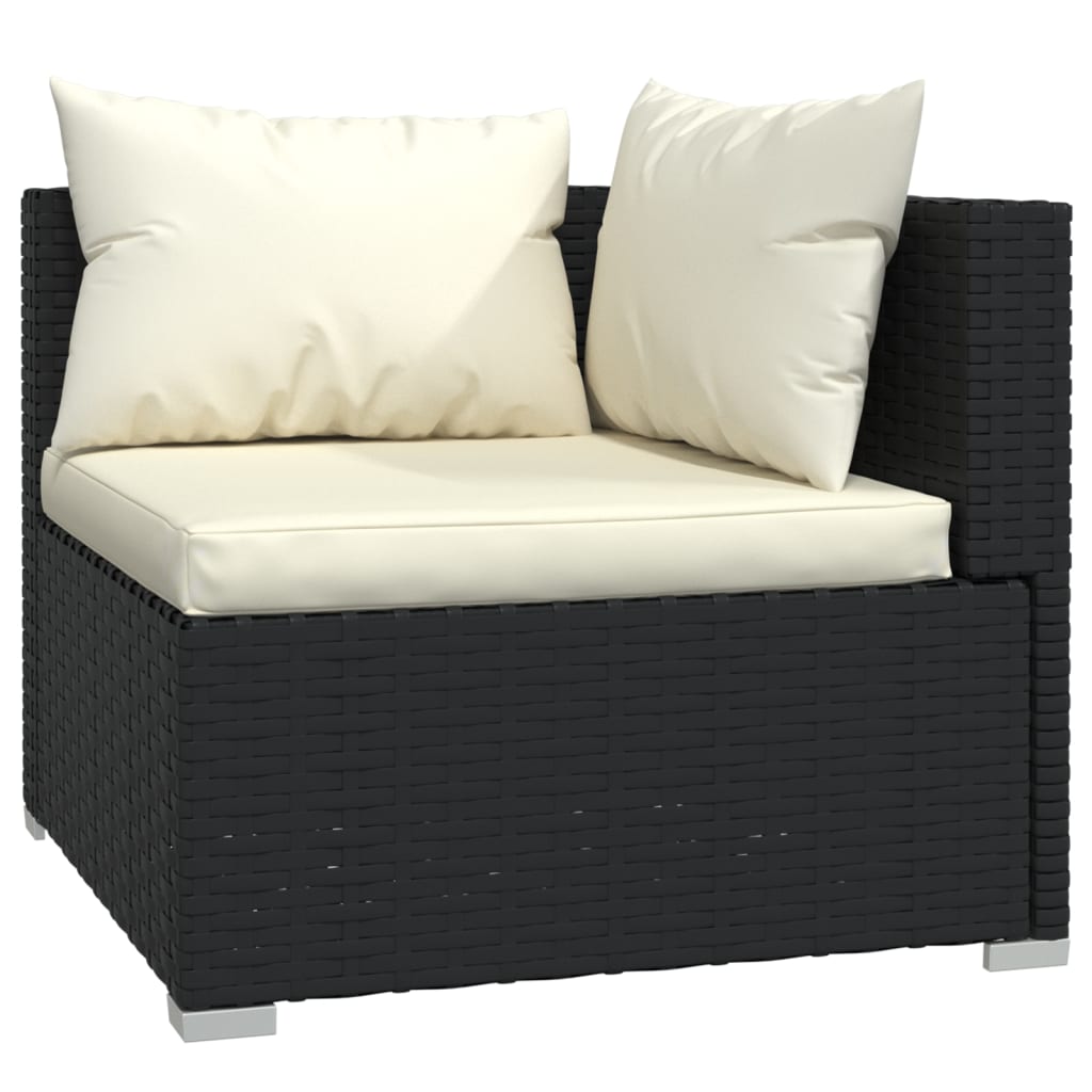 Set Divani Da Giardino 6 Pz Con Cuscini In Polyrattan Nero - Image 4