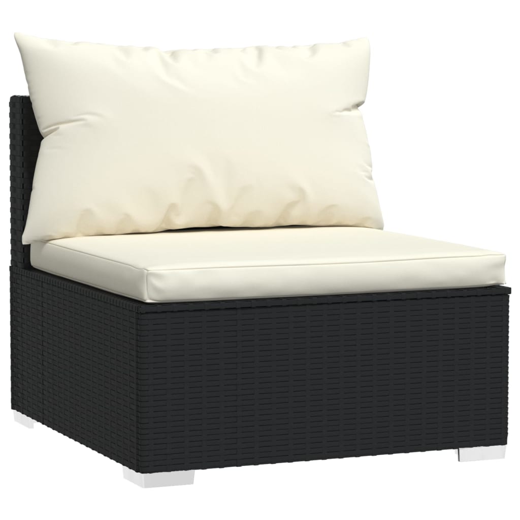 Set Divani Da Giardino 6 Pz Con Cuscini In Polyrattan Nero - Image 6