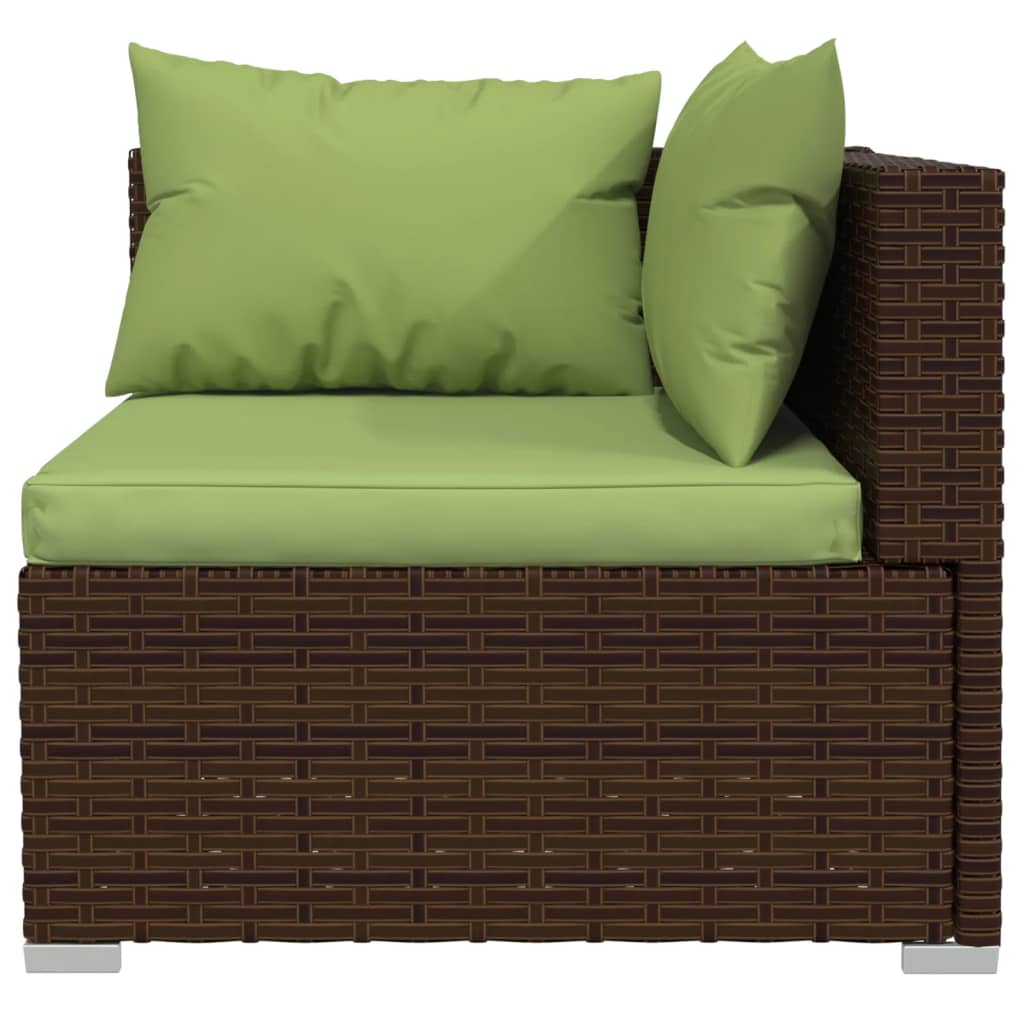 Set Divani Da Giardino 7 Pz Con Cuscini In Polyrattan Marrone - Image 3