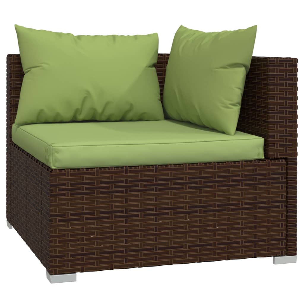 Set Divani Da Giardino 7 Pz Con Cuscini In Polyrattan Marrone - Image 4