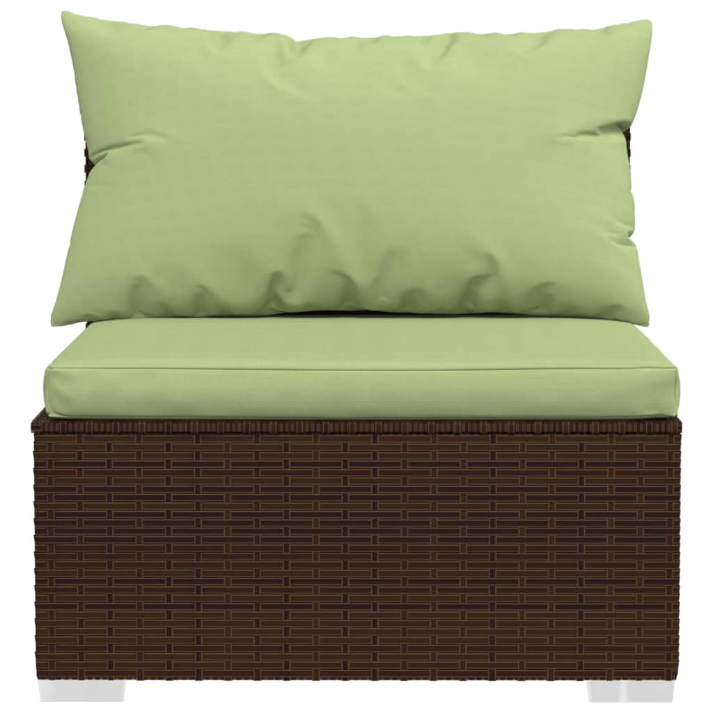 Set Divani Da Giardino 7 Pz Con Cuscini In Polyrattan Marrone - Image 5