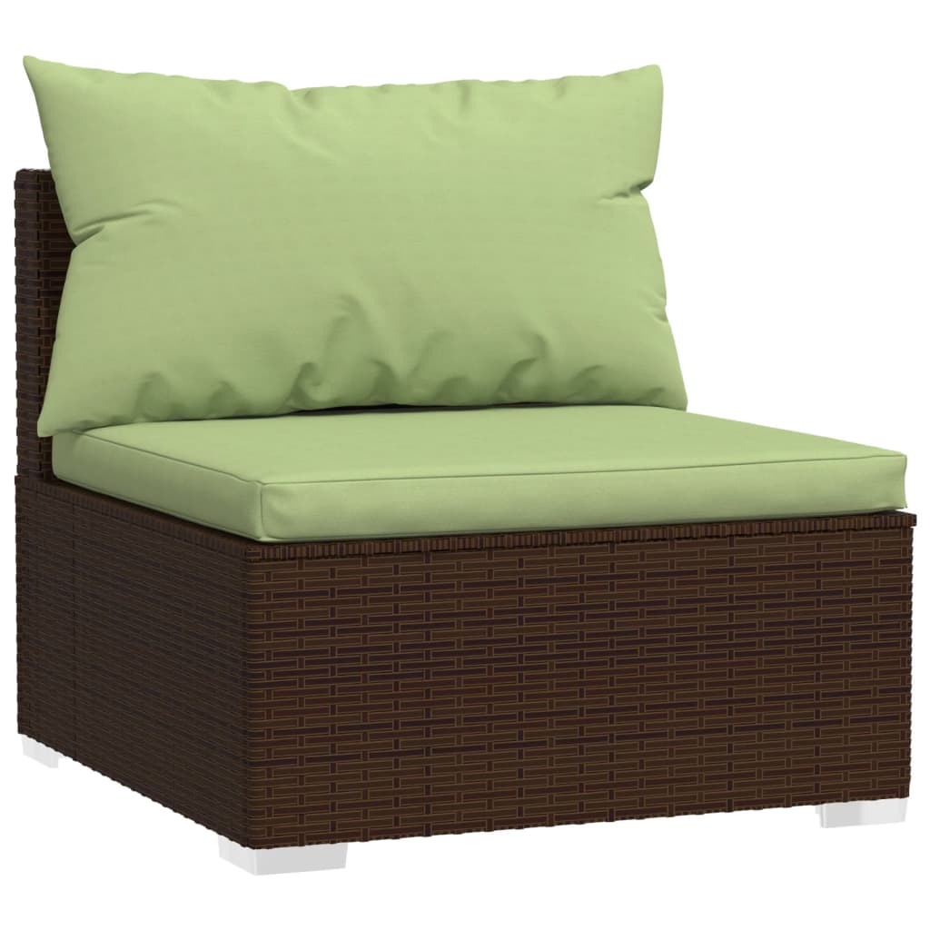 Set Divani Da Giardino 7 Pz Con Cuscini In Polyrattan Marrone - Image 6