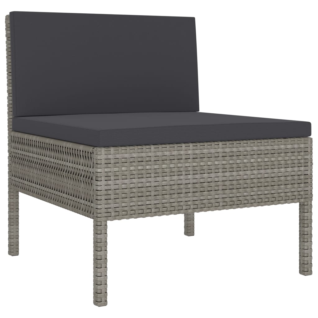 Sedie Da Giardino 3 Pz Con Cuscini In Polyrattan Grigio - Image 3