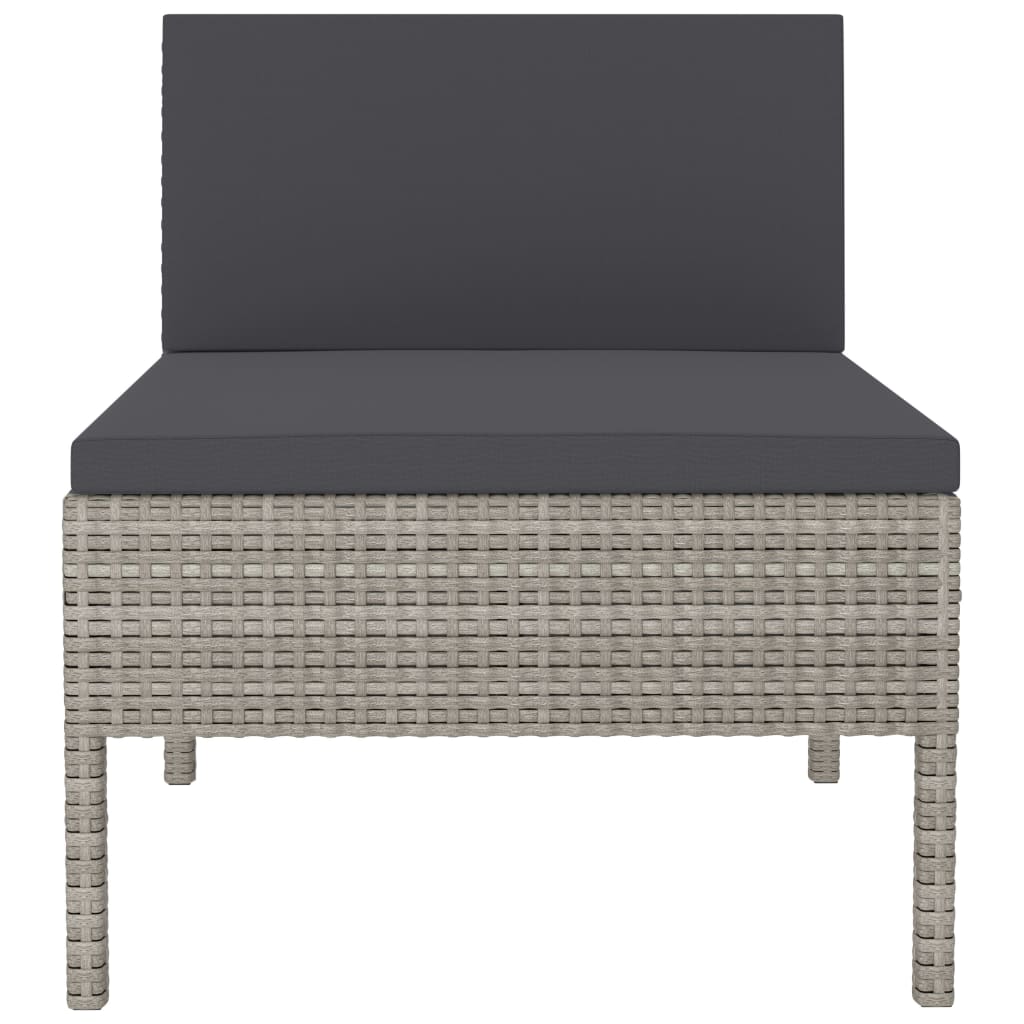 Sedie Da Giardino 3 Pz Con Cuscini In Polyrattan Grigio - Image 4