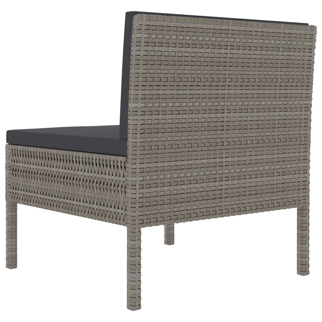 Sedie Da Giardino 3 Pz Con Cuscini In Polyrattan Grigio - Image 5