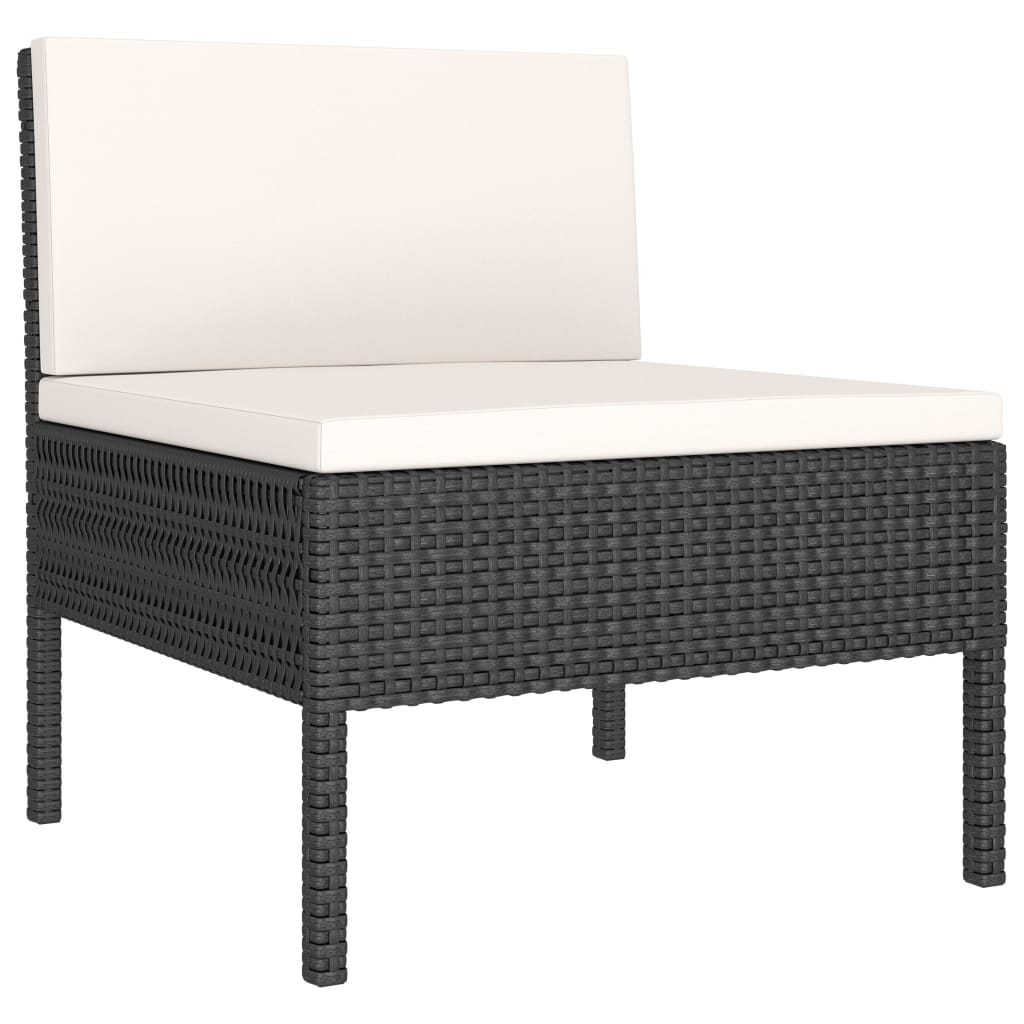 Set Divani Da Giardino 2 Pz Con Cuscini In Polyrattan Nero - Image 3