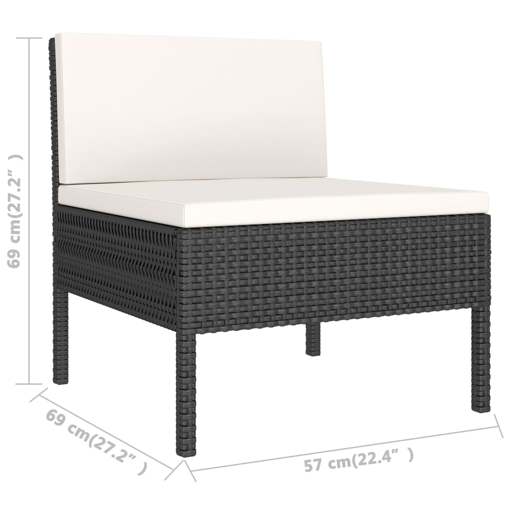 Set Divani Da Giardino 2 Pz Con Cuscini In Polyrattan Nero - Image 5