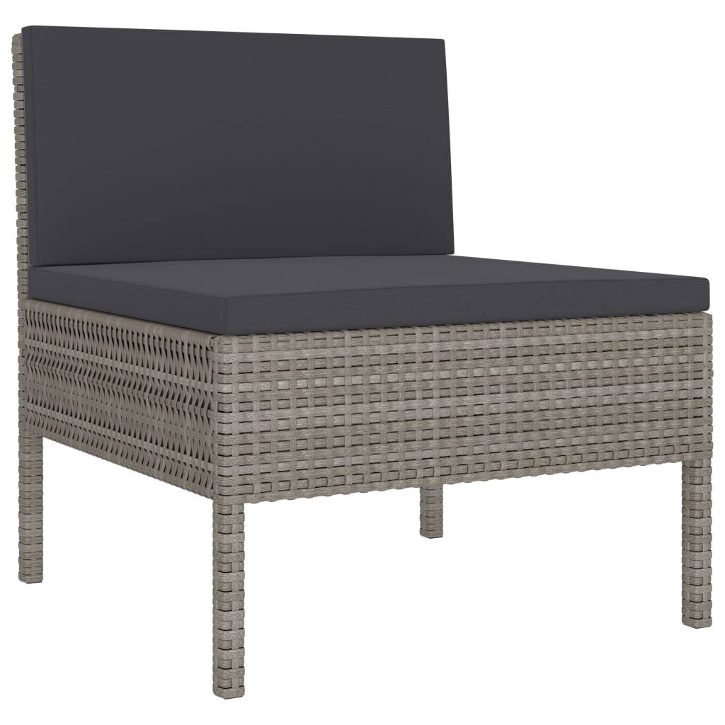 Set Divani Da Giardino 2 Pz Con Cuscini In Polyrattan Grigio - Image 3