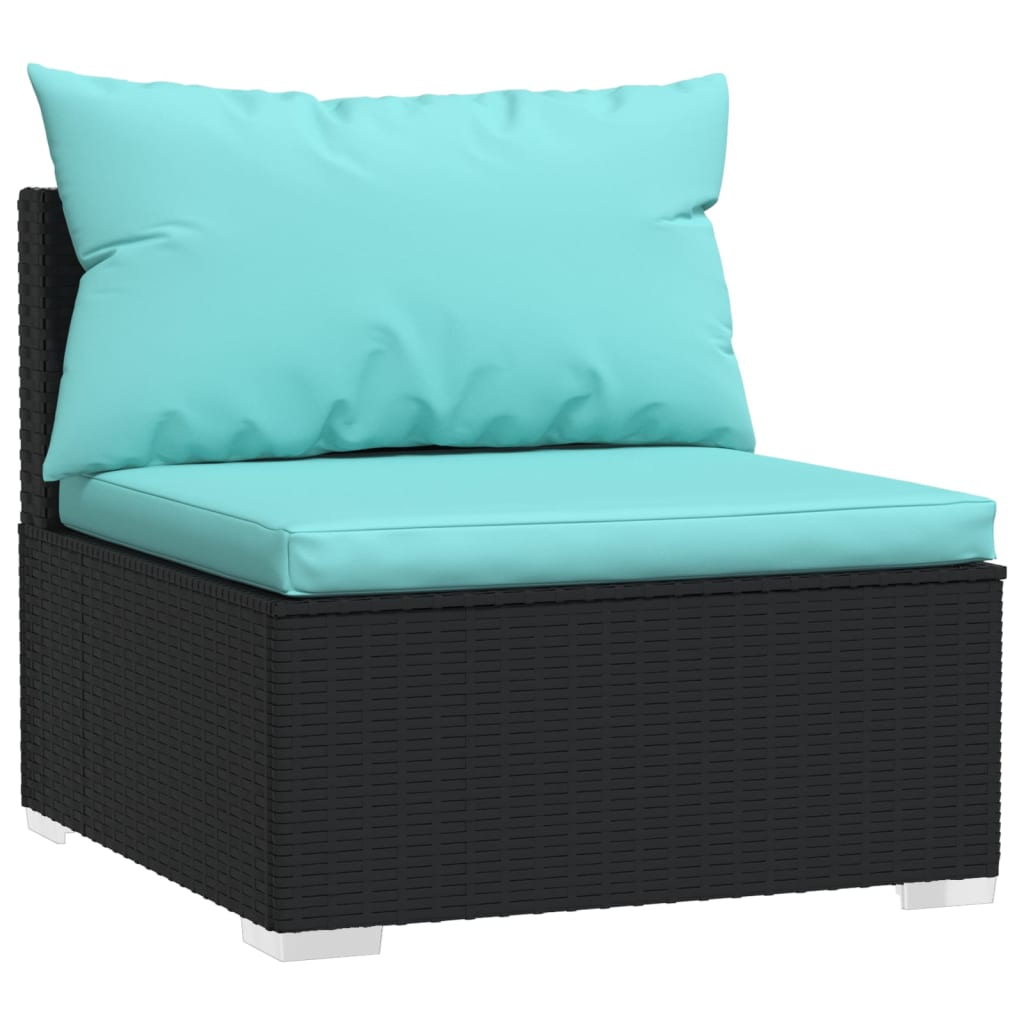Set Divani Da Giardino 10 Pz Con Cuscini In Polyrattan Nero - Image 3