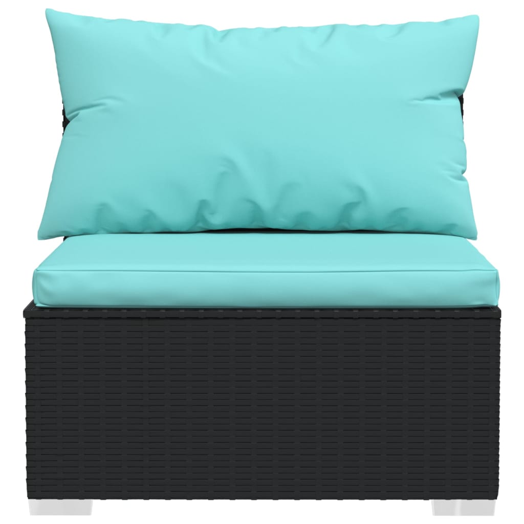 Set Divani Da Giardino 10 Pz Con Cuscini In Polyrattan Nero - Image 4