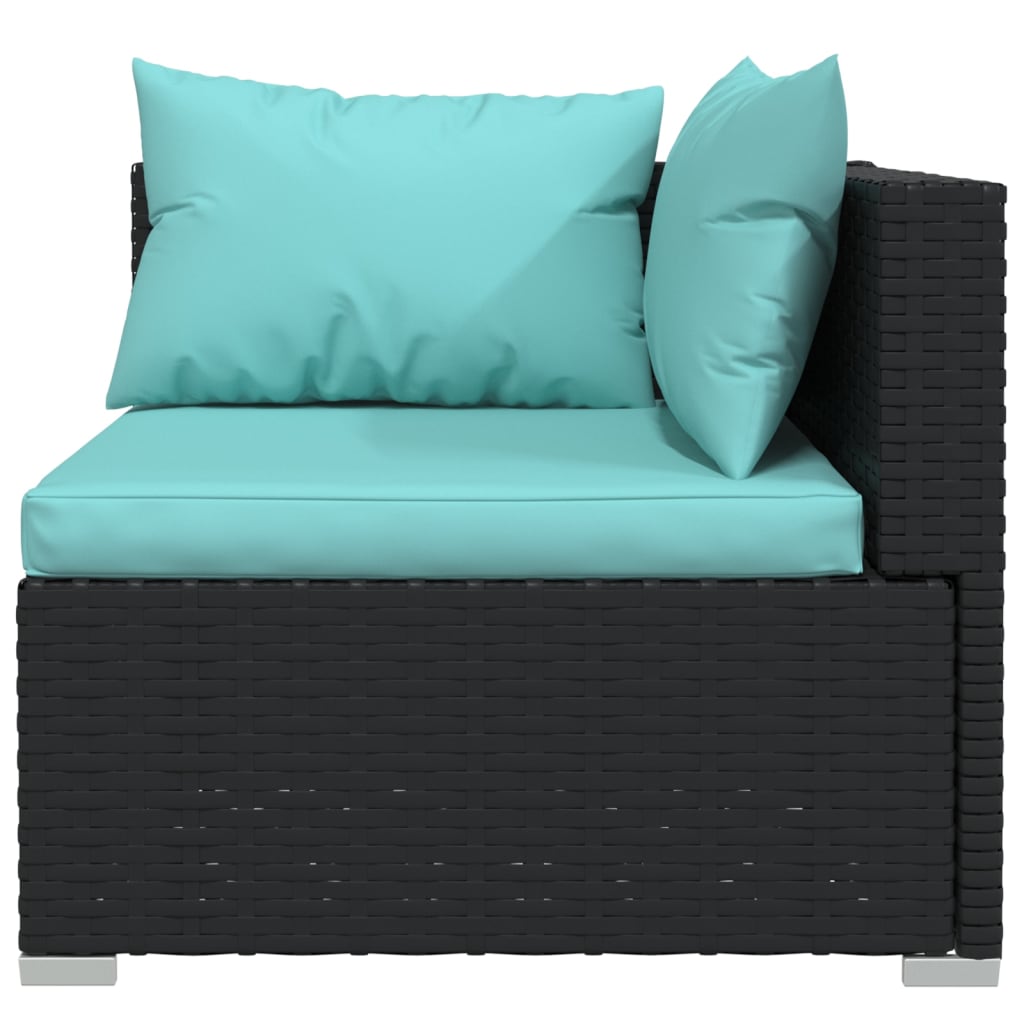 Set Divani Da Giardino 10 Pz Con Cuscini In Polyrattan Nero - Image 6